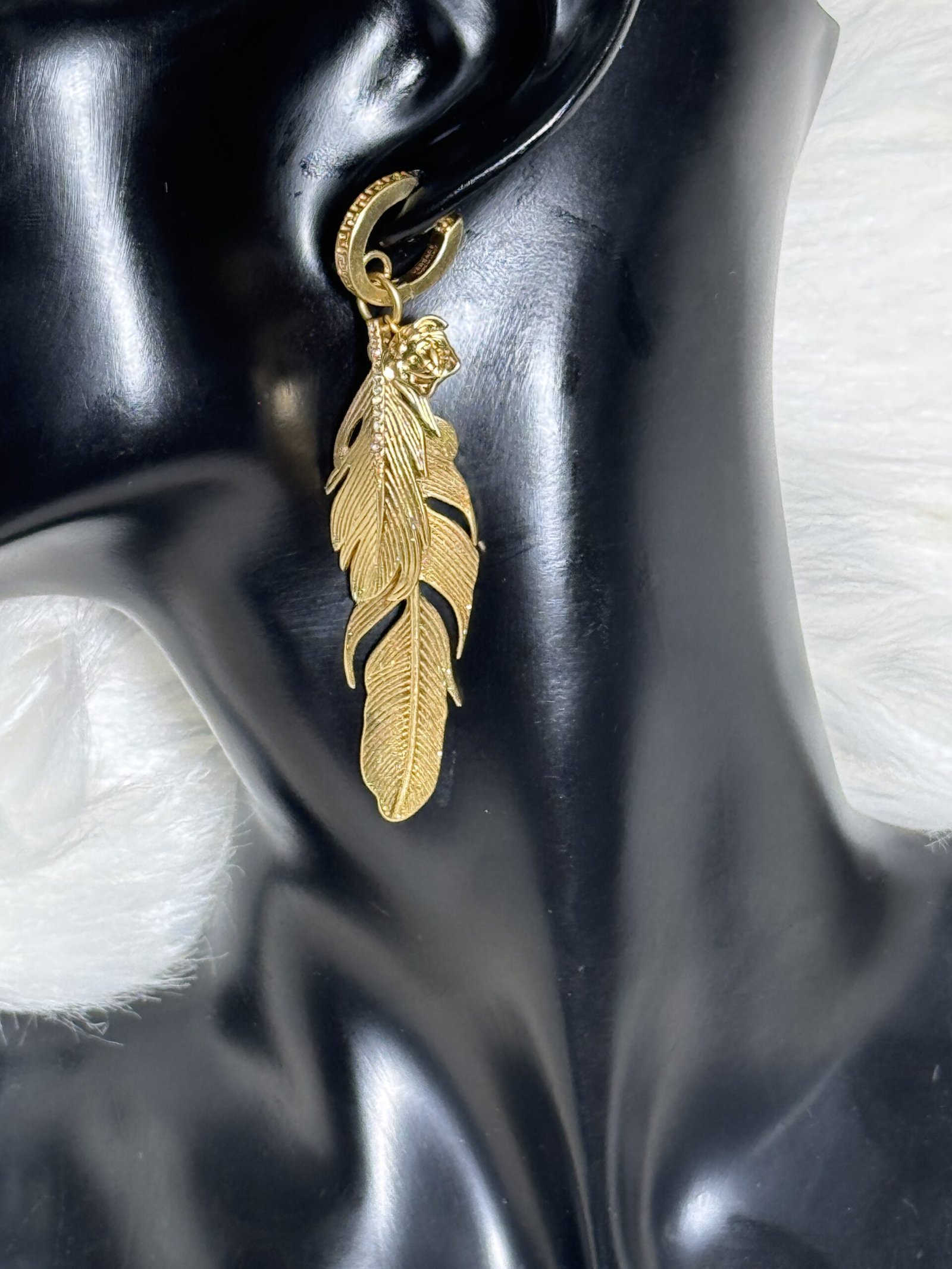 Versace leaf dropping earrings