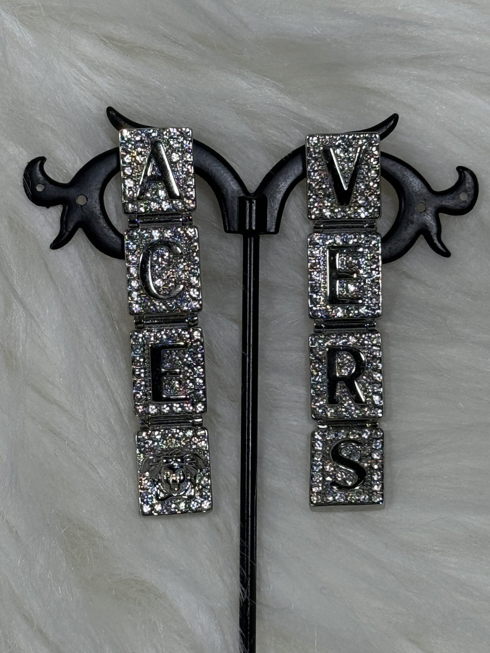 4-Square VERSACE Chain Earrings (Silver)