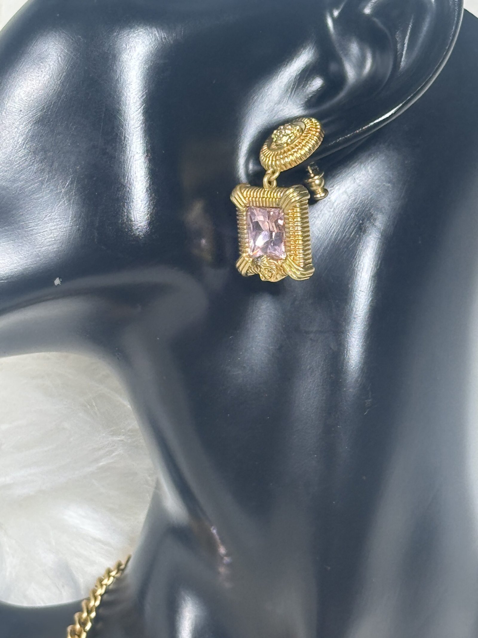 Pink Versace Stone Set 1A With One Neckpiece and 2 Earrings