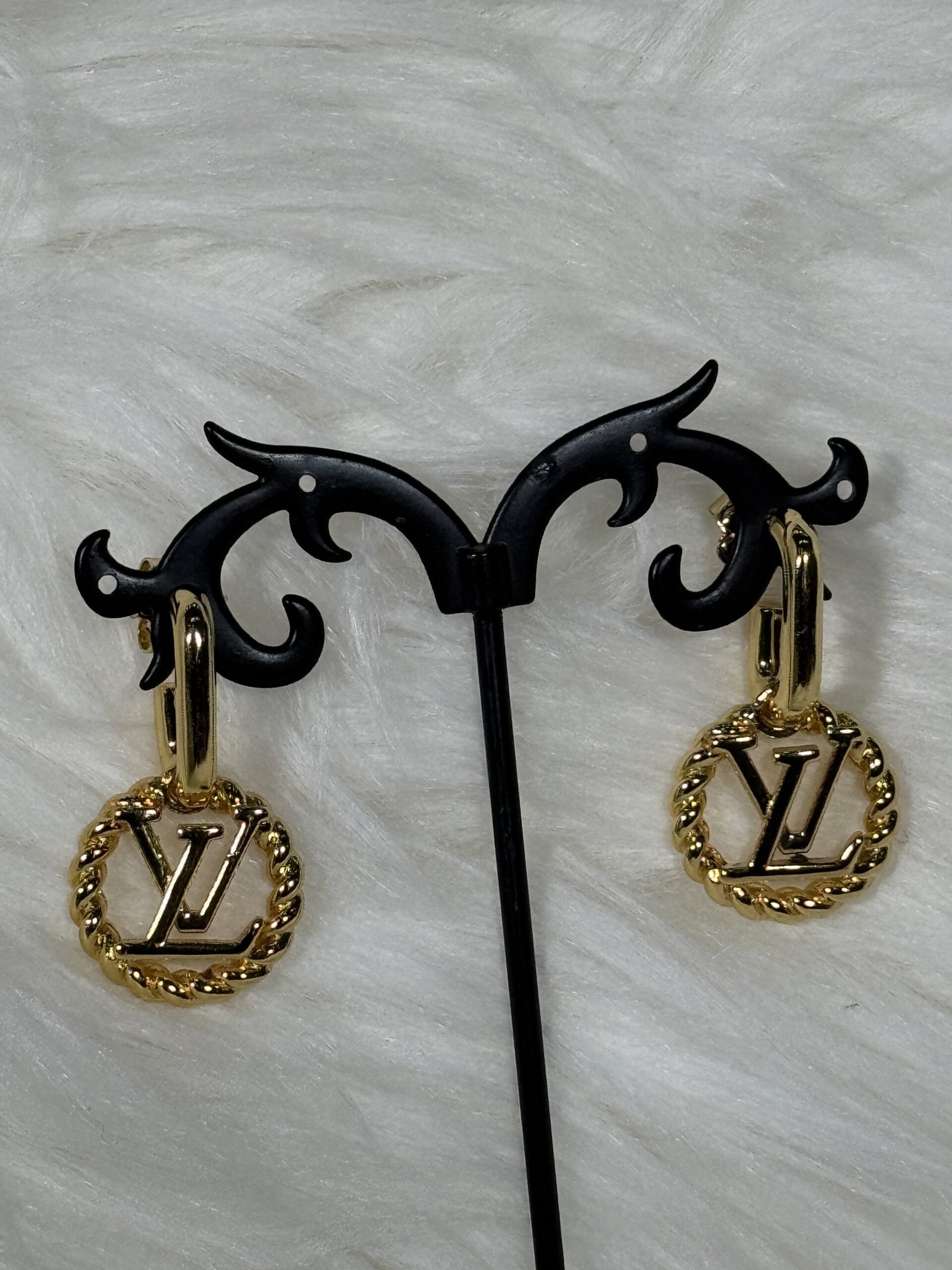 C-Shaped Golden Louis Vuitton Earrings