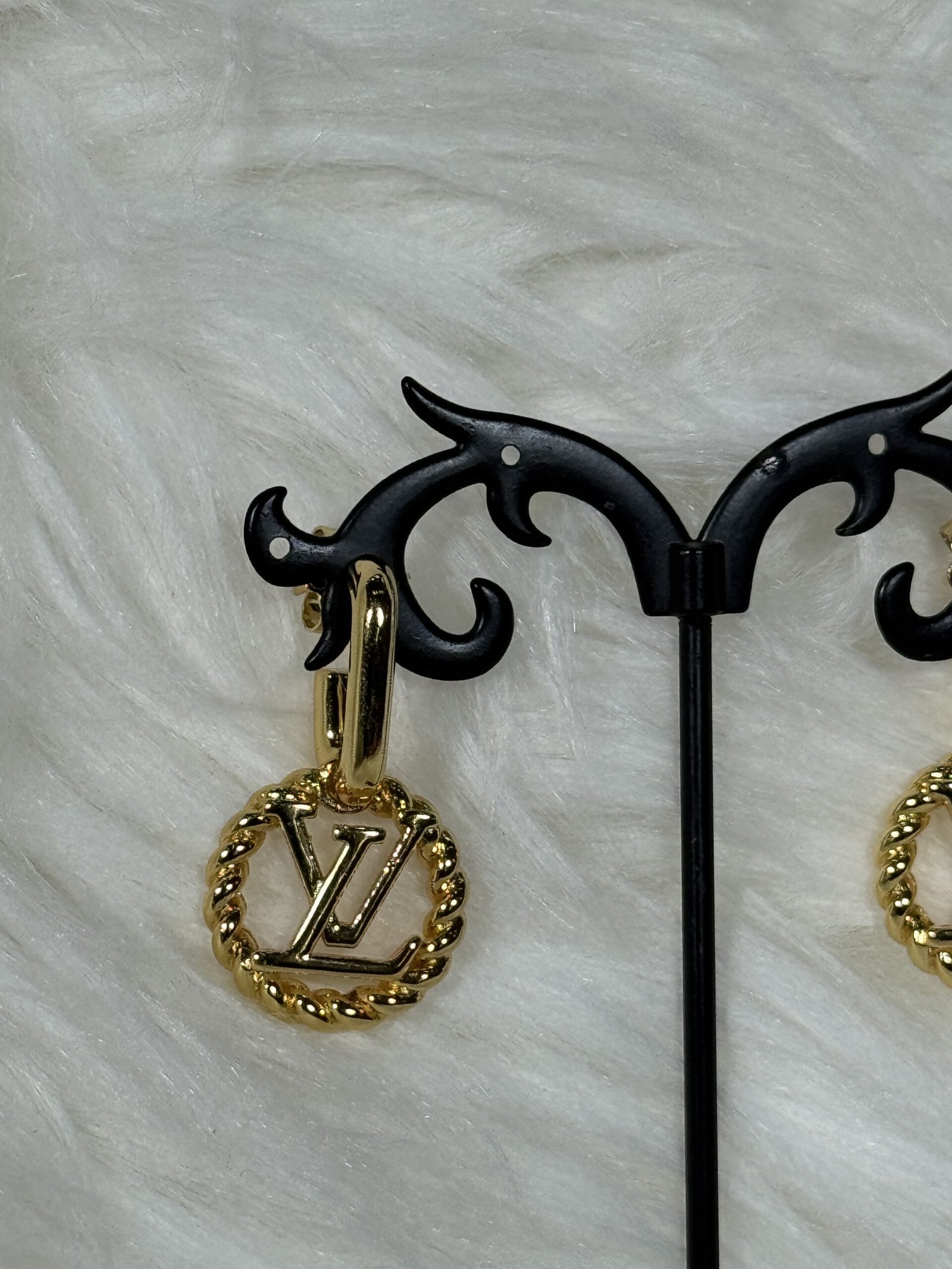 C-Shaped Golden Louis Vuitton Earrings