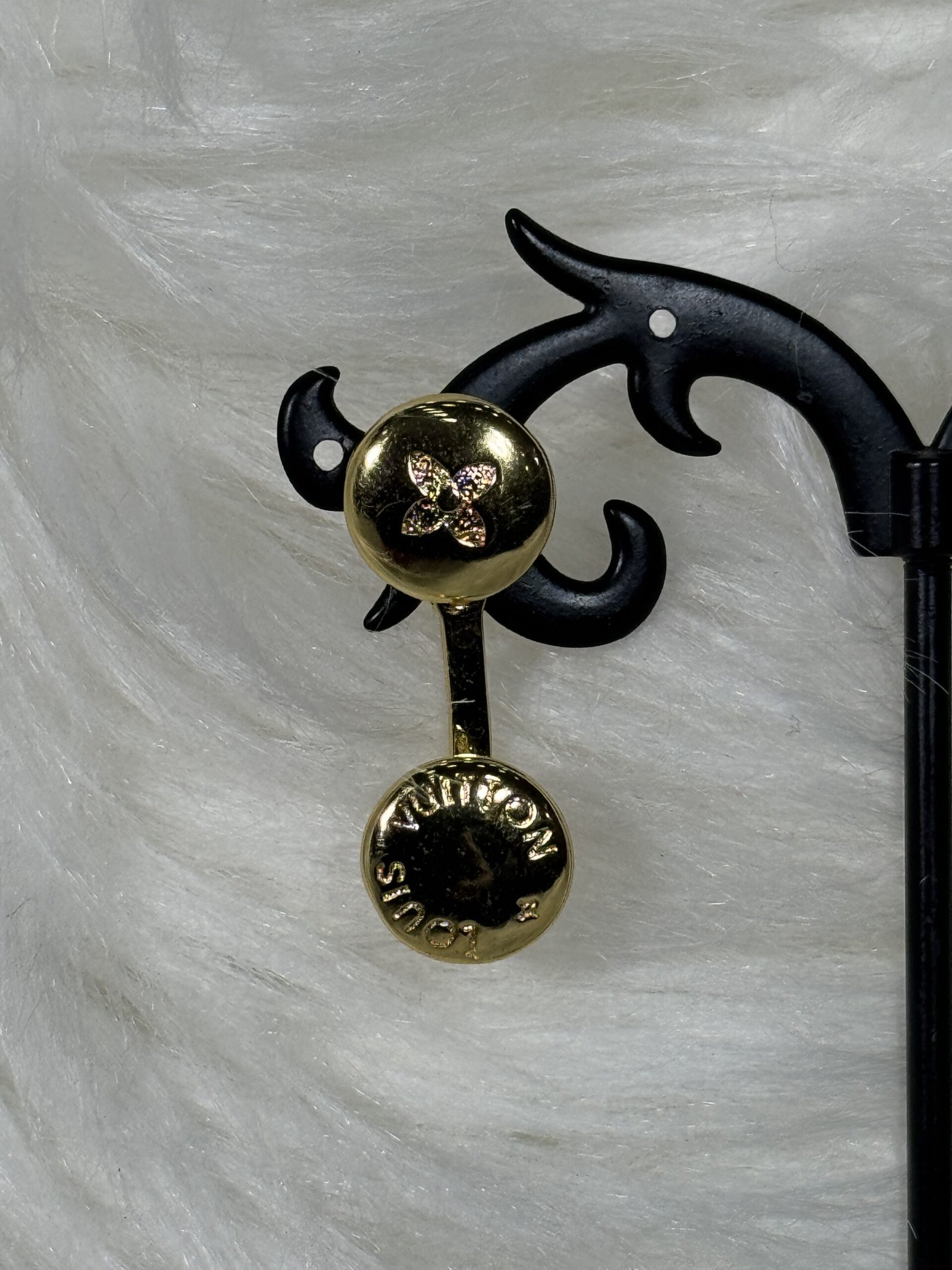 Beaded Louis Vuitton Earrings (White)