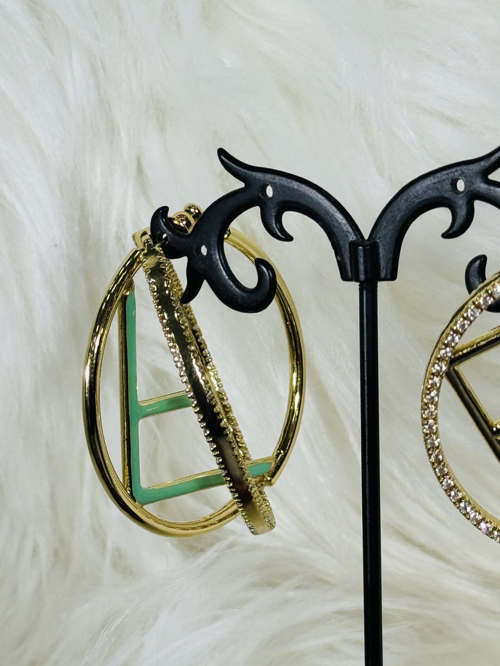 FENDI Double Loop Earrings With Touch of Green