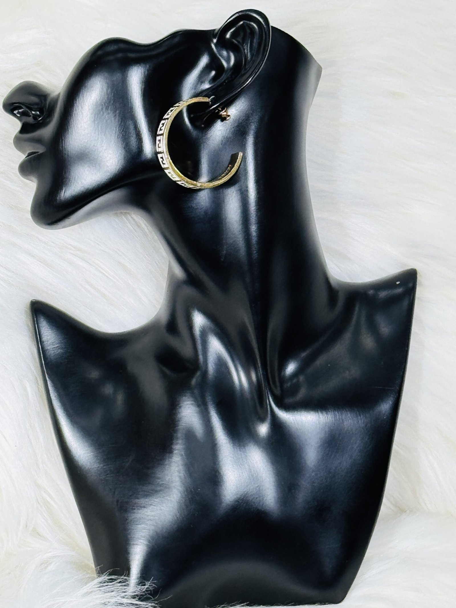 FENDI Medium-Size Half-Loop Earrings (White)