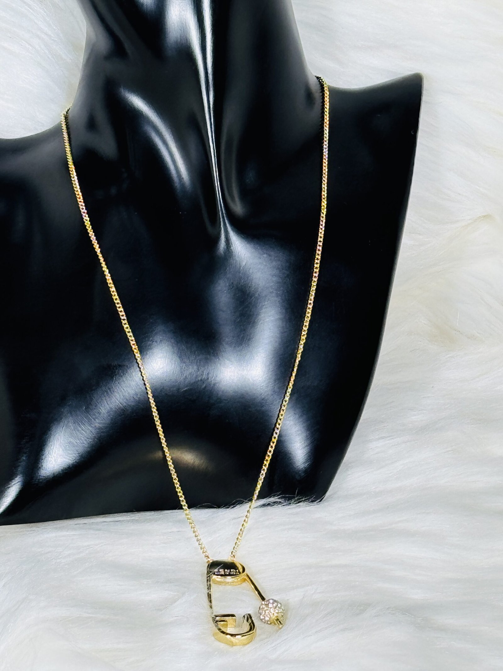 Tiny FENDI Necklace with Pin Pendant