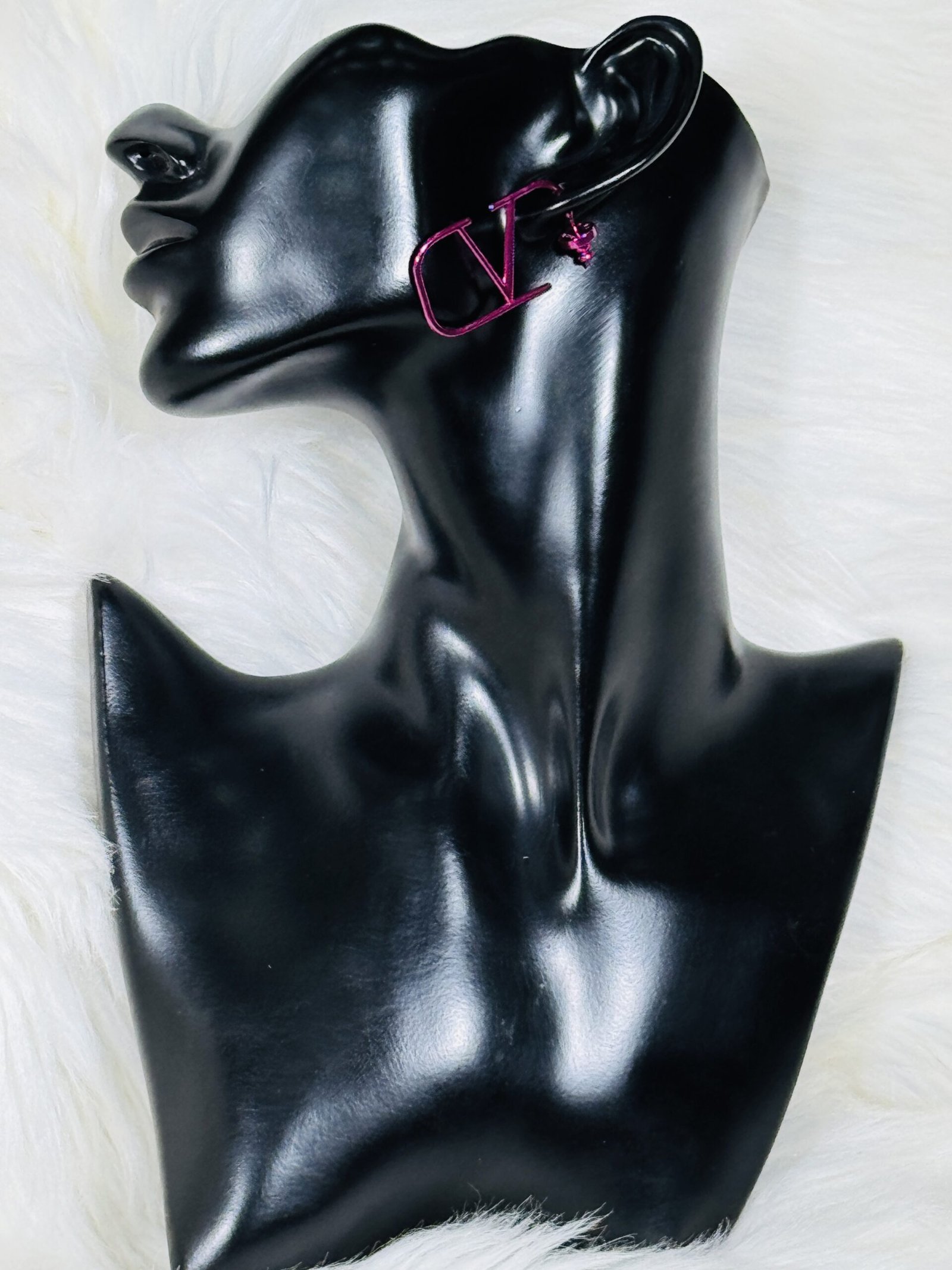 Square Half Plain Loop Valentino Earrings (Purple)