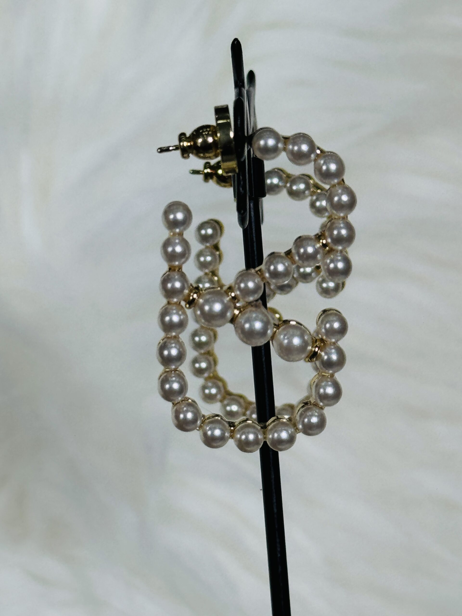 Square Half Beaded Loop Valentino Earrings