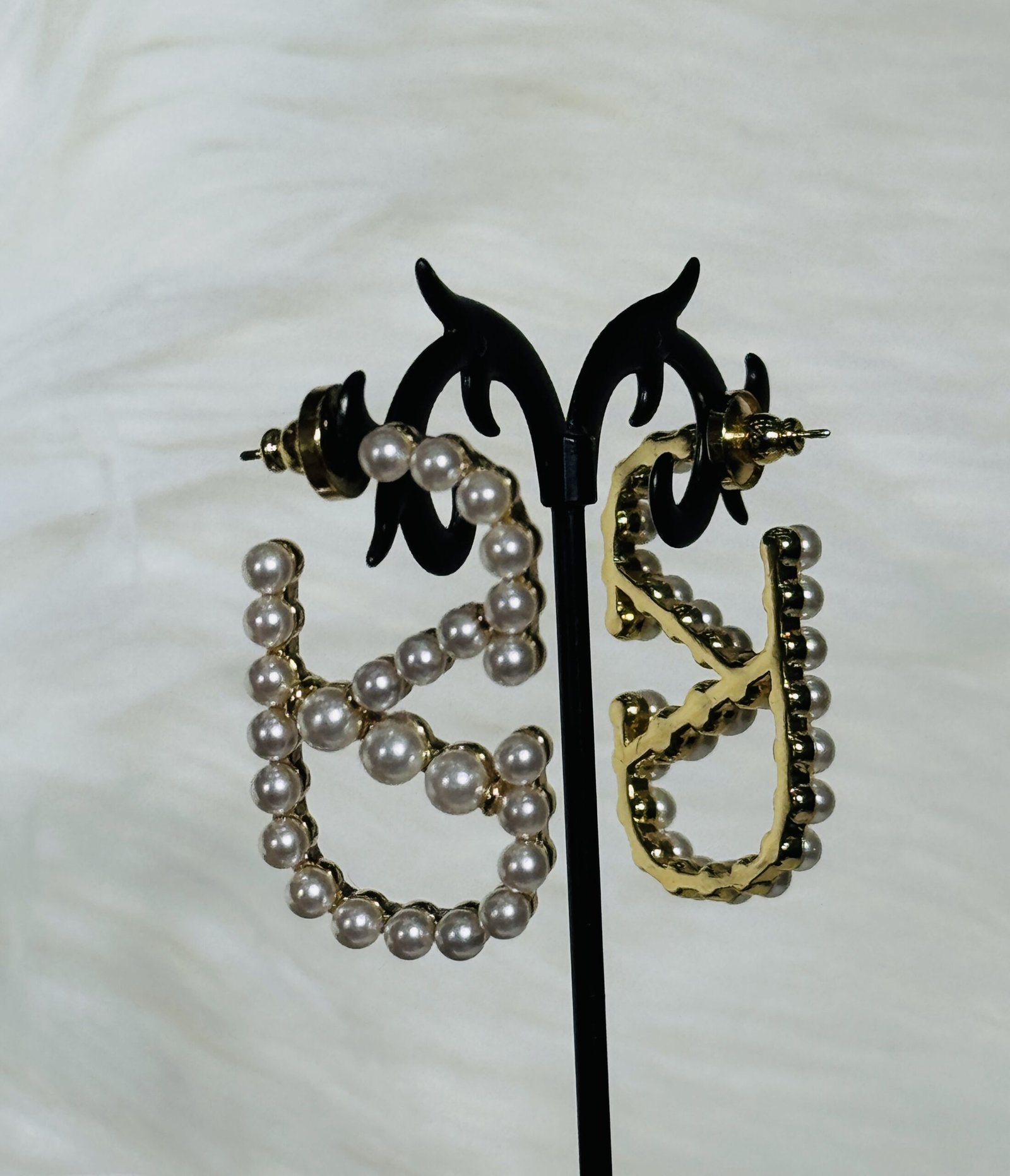 Square Half Beaded Loop Valentino Earrings