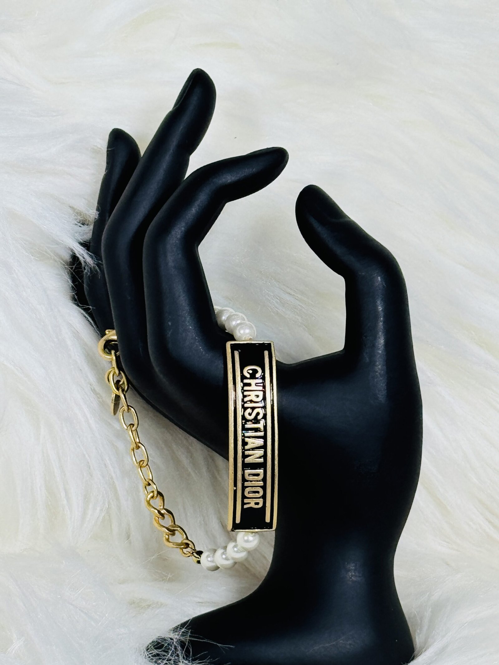 Christian Dior Bracelet with Chain and Pearl