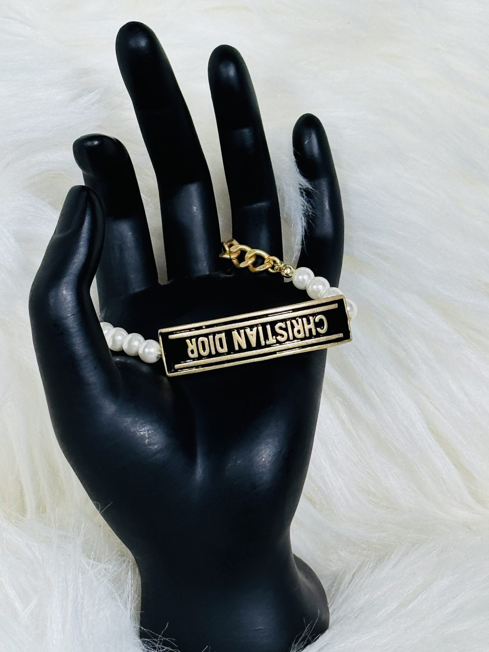 Christian Dior Bracelet with Chain and Pearl