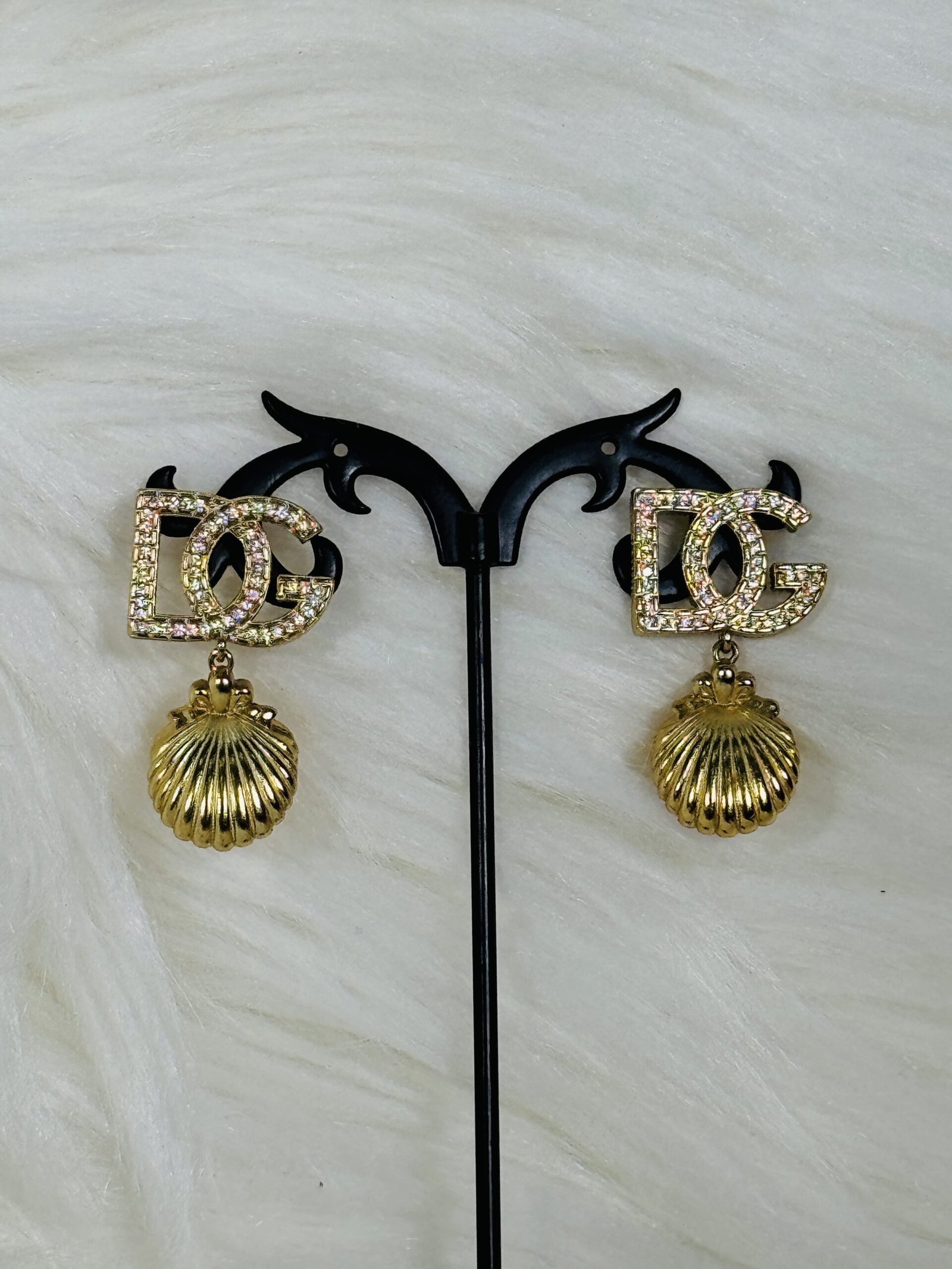 Silver-Stoned D&G embellished earrings