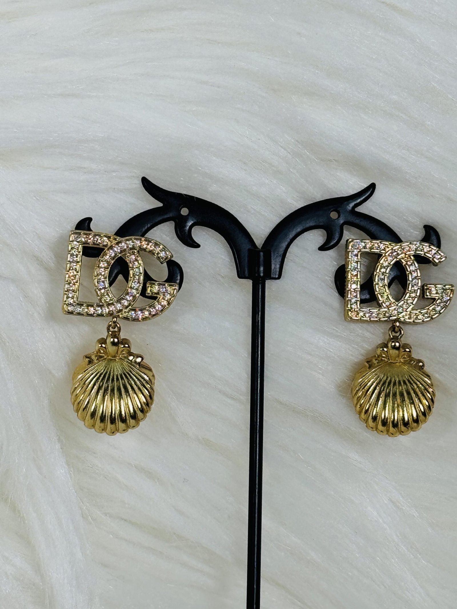 Silver-Stoned D&G embellished earrings