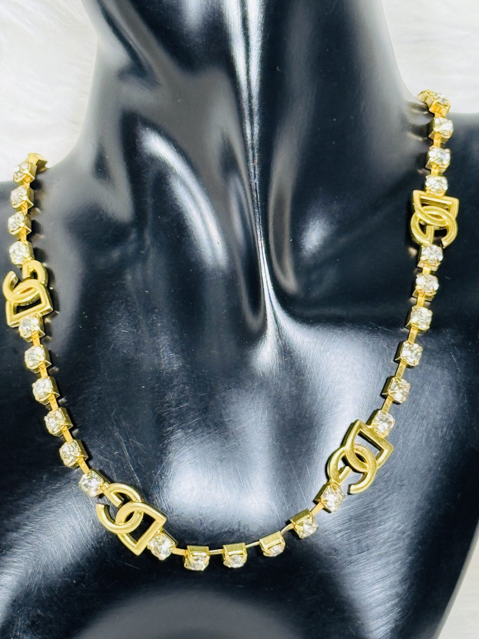 Timeless Elegance with Tiny Chain D&G necklace laced with silver stones