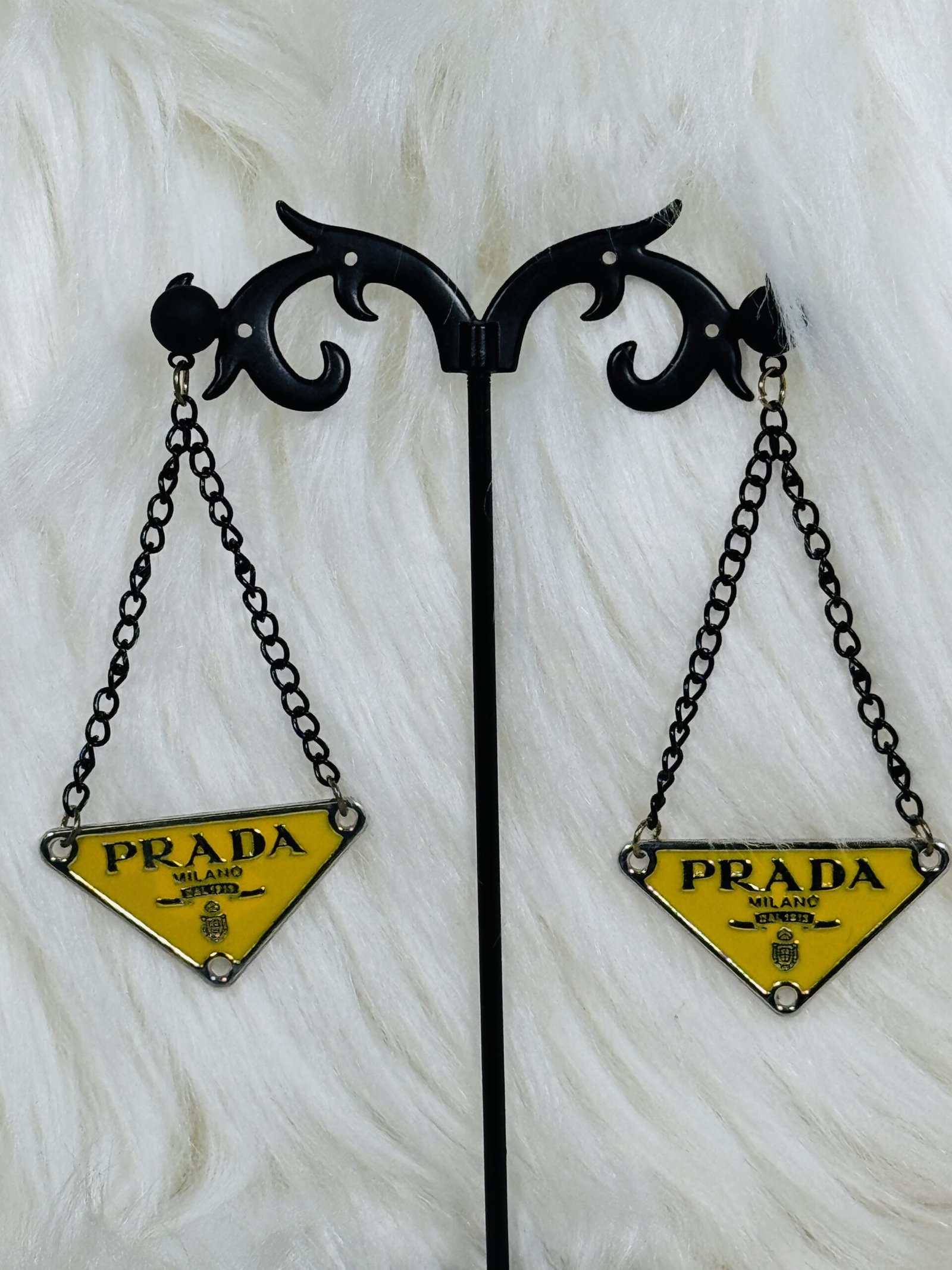 Black Droppings Prada Earrings