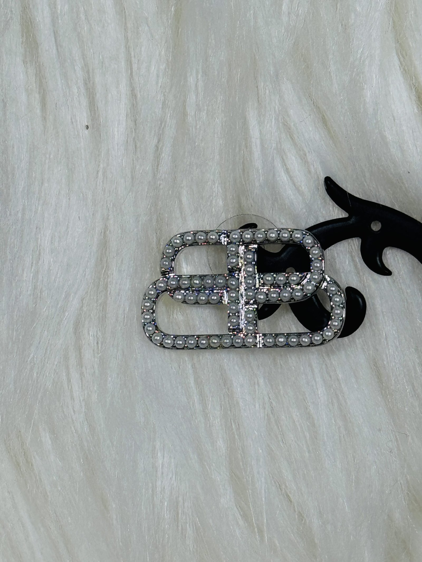 Beaded Silver Double 'B' Bold Earrings