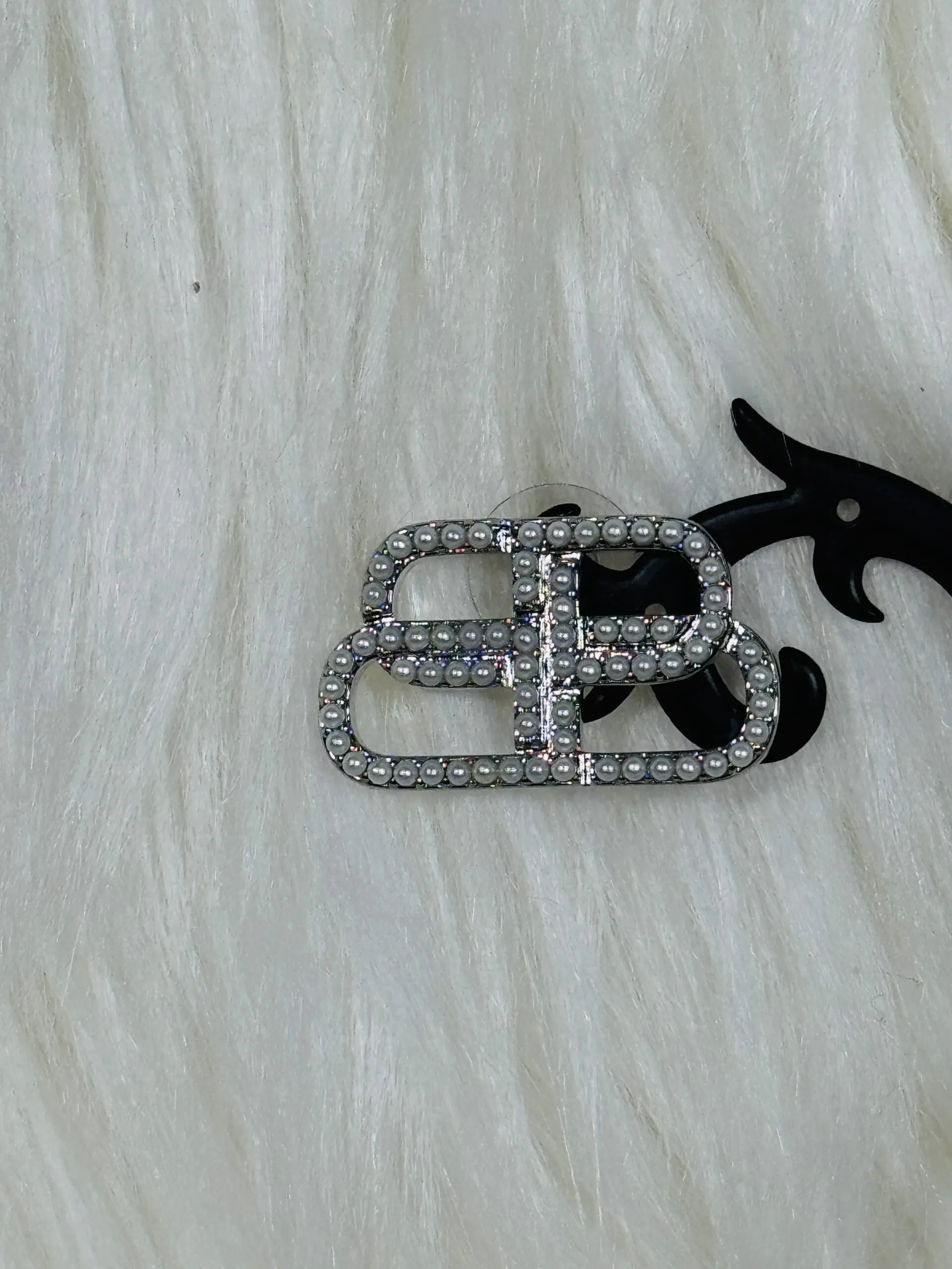 Beaded Silver Double 'B' Bold Earrings