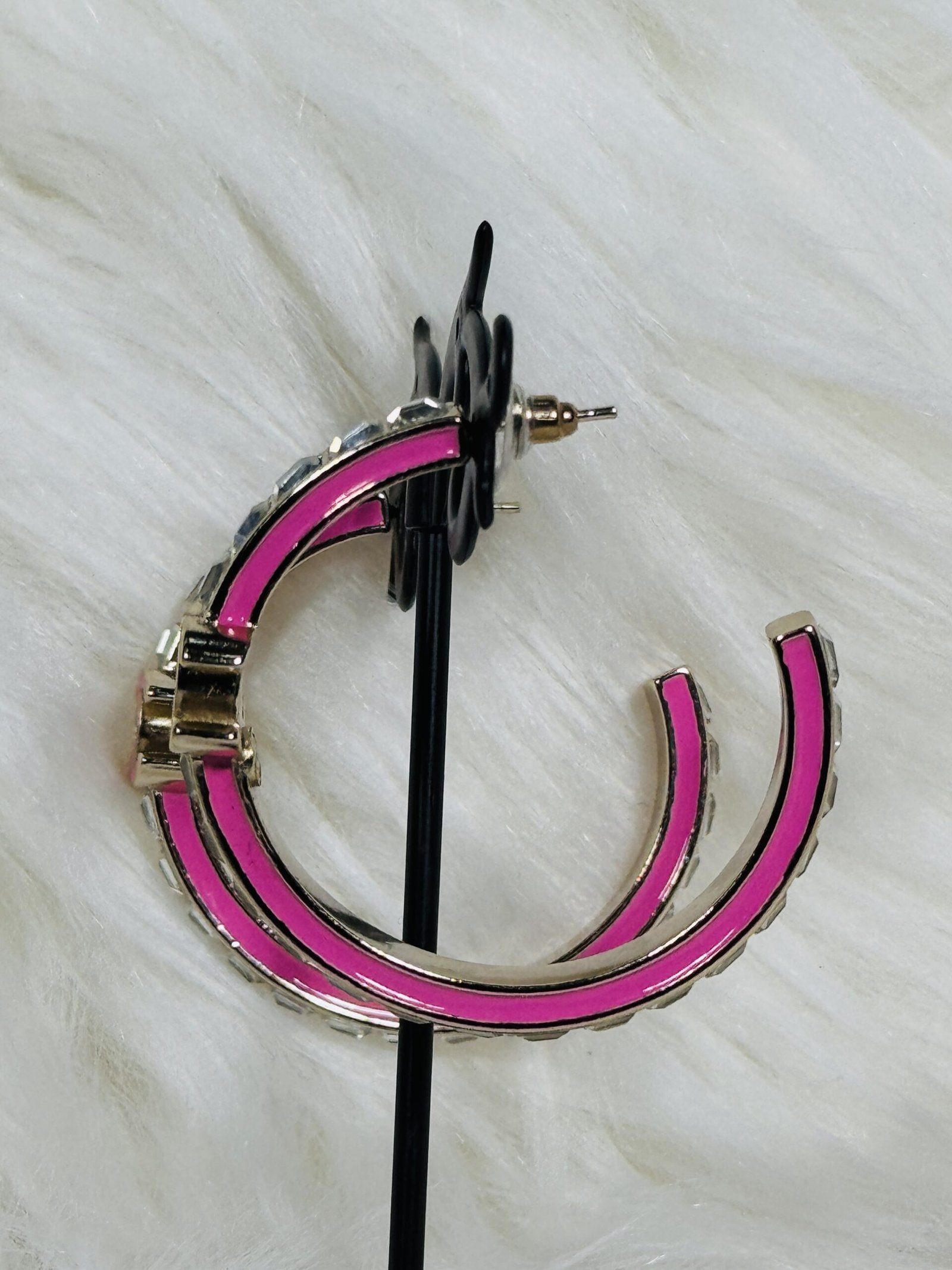 Pink Half Loop Channels Earrings