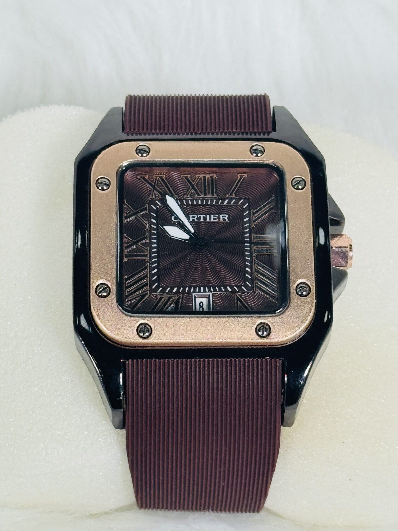 Coffee Brown Plastic Cartier Watch