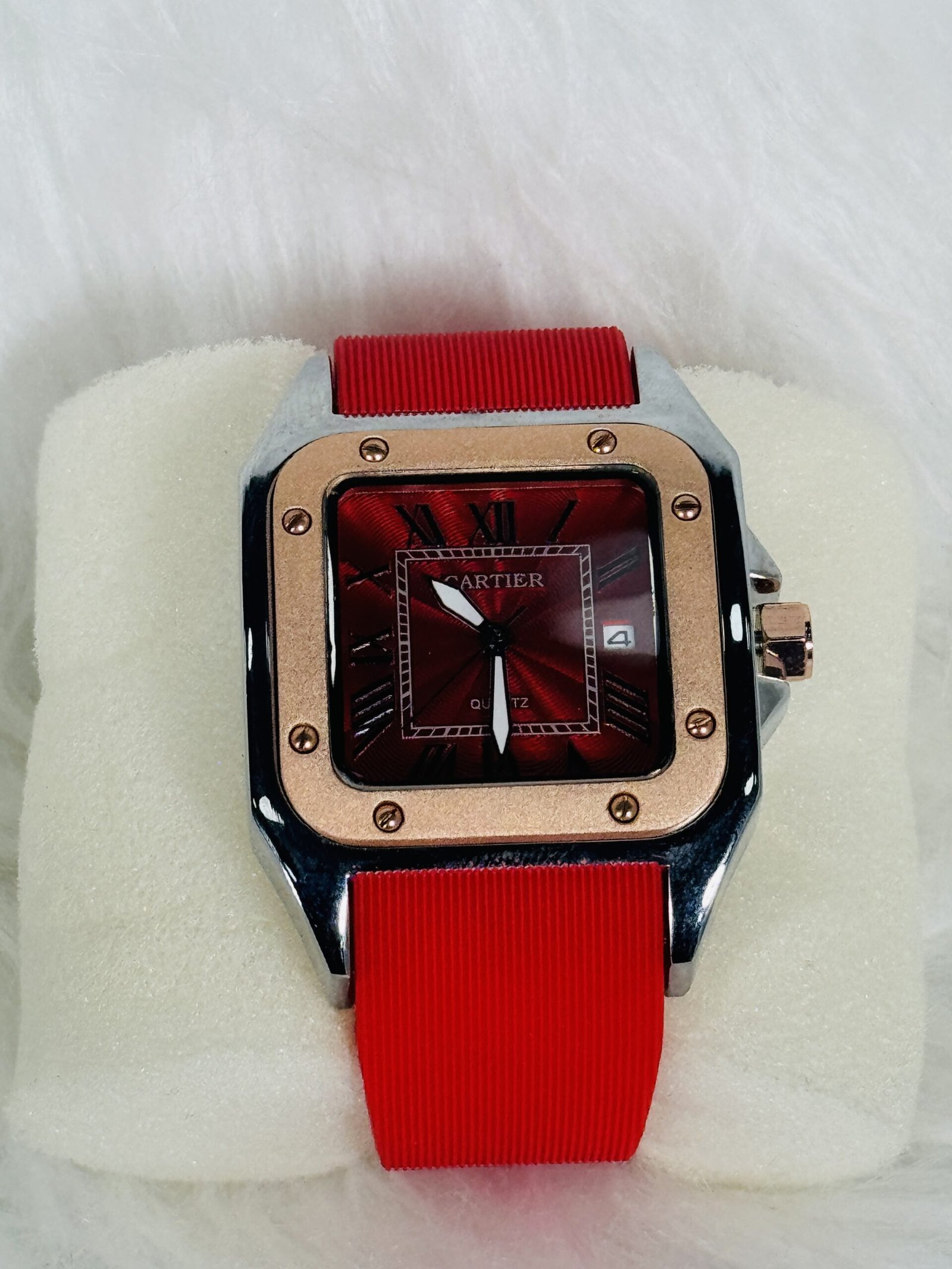 Red Plastic Cartier Watch