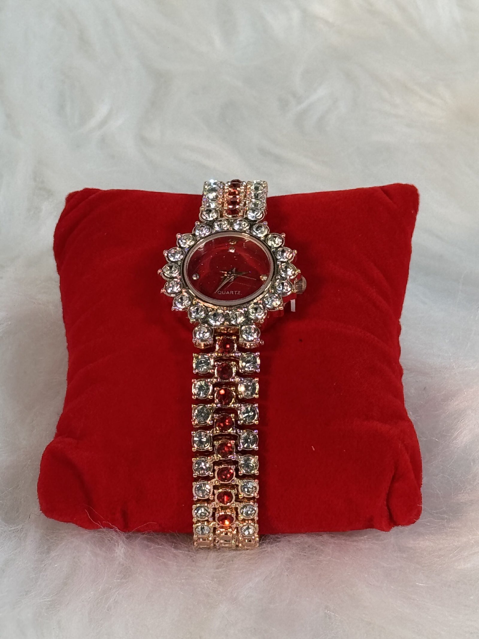 Elegant Rose Gold & Red Wristwatch