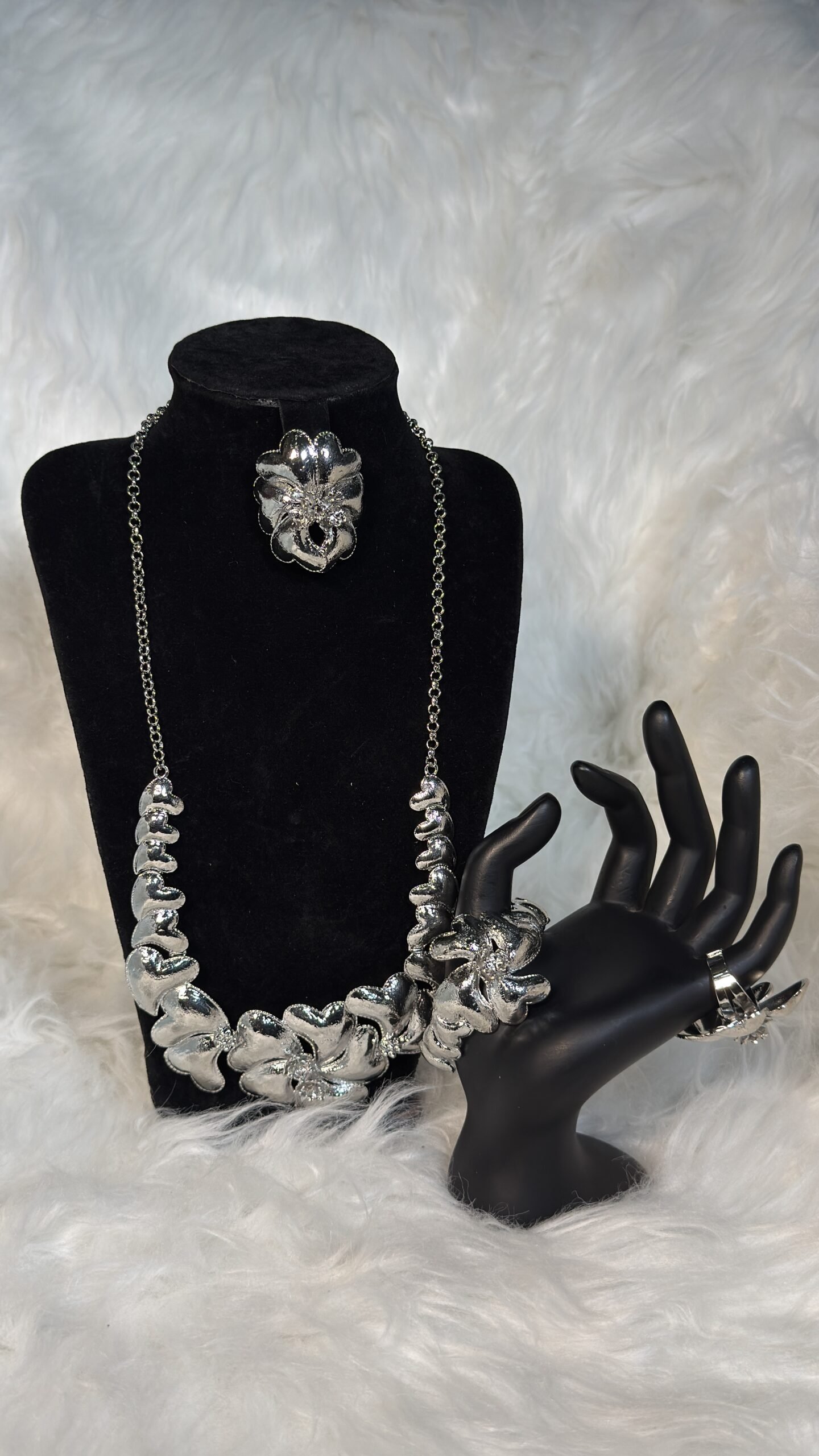 Italian Silver Replica Love and Rose Jewelry Set