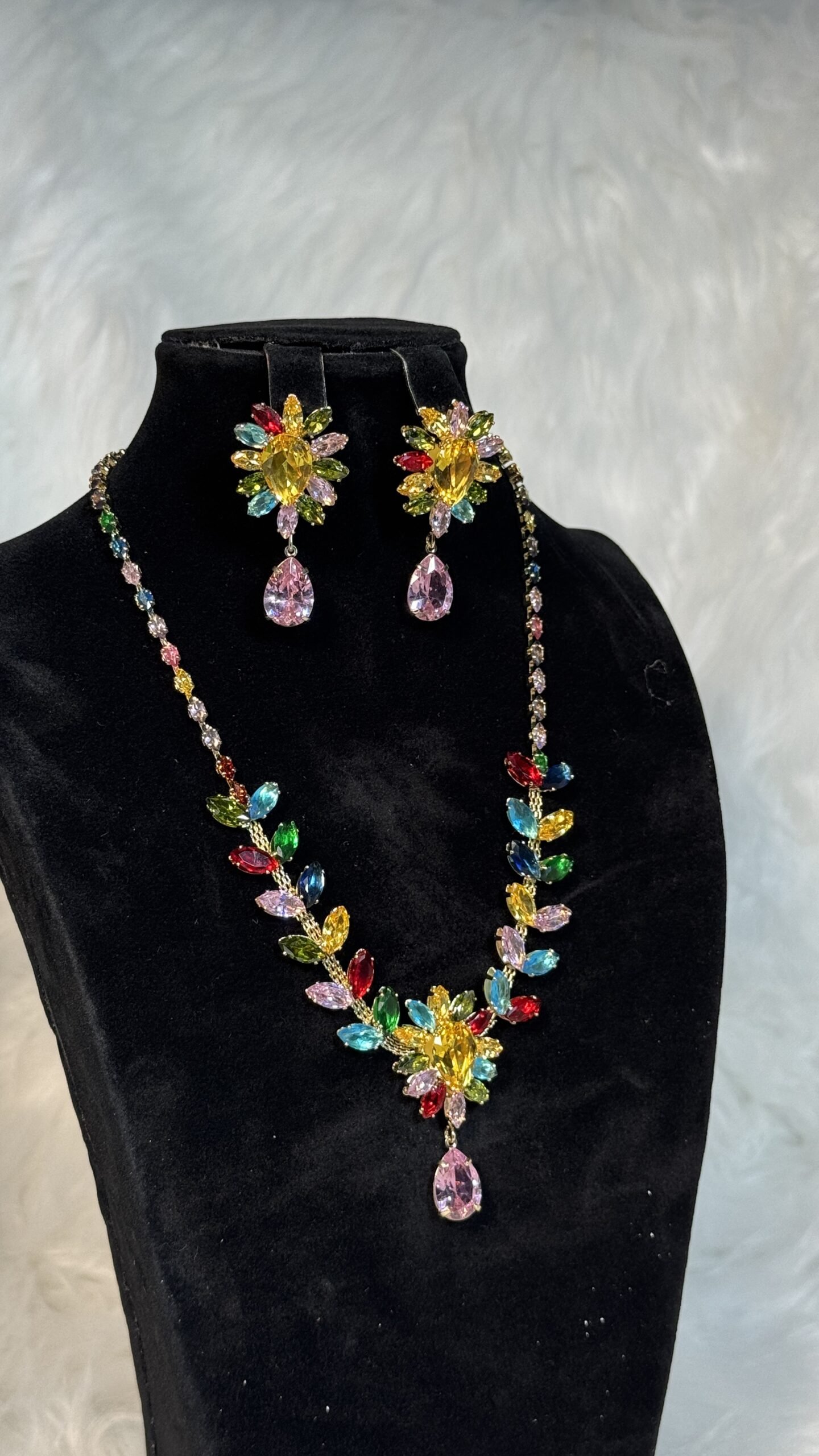 Bridal Crystal Necklace Set Custom Design 051