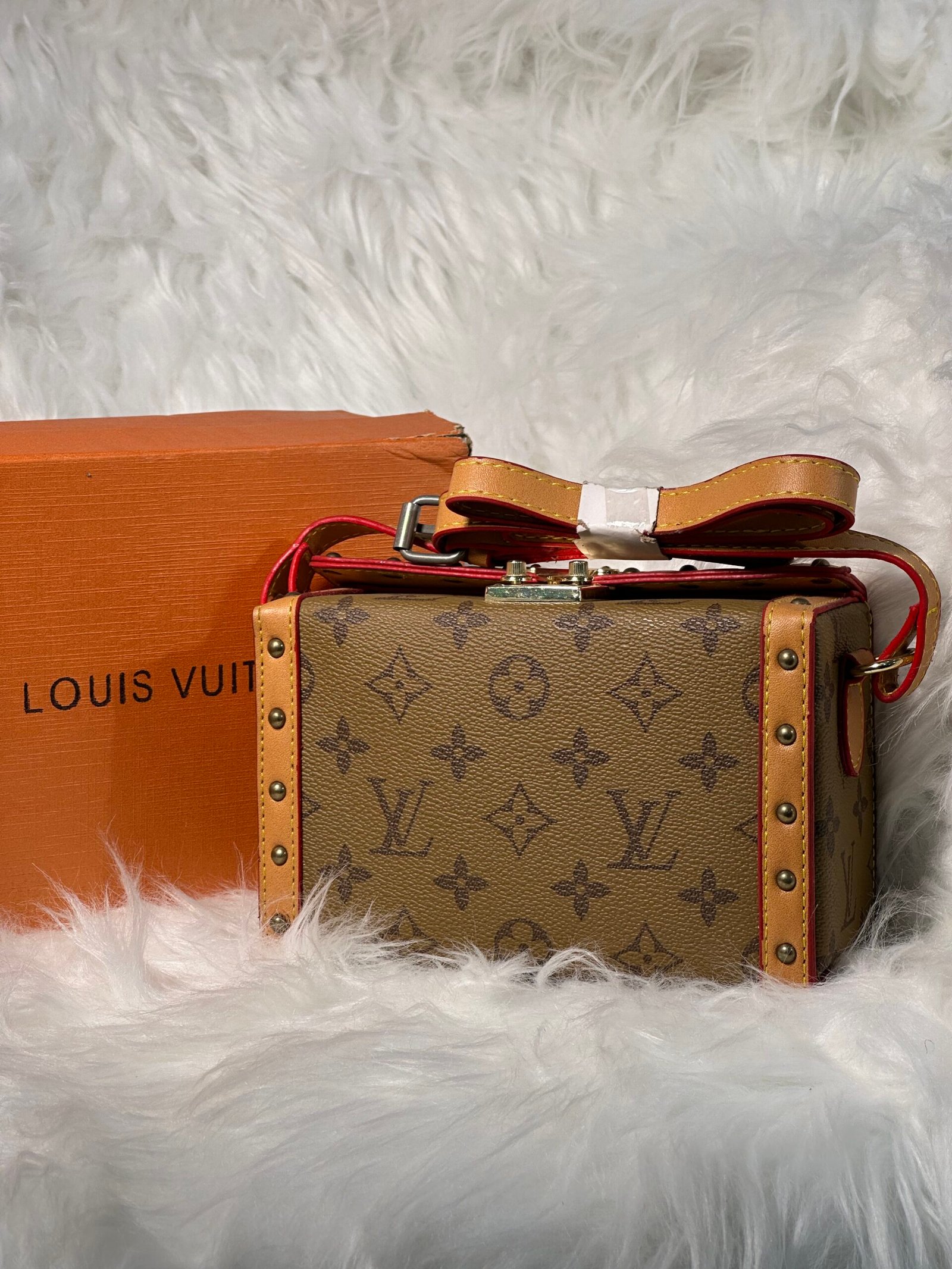 Yellow Brown Cross Boxed Louis Vuitton Bag