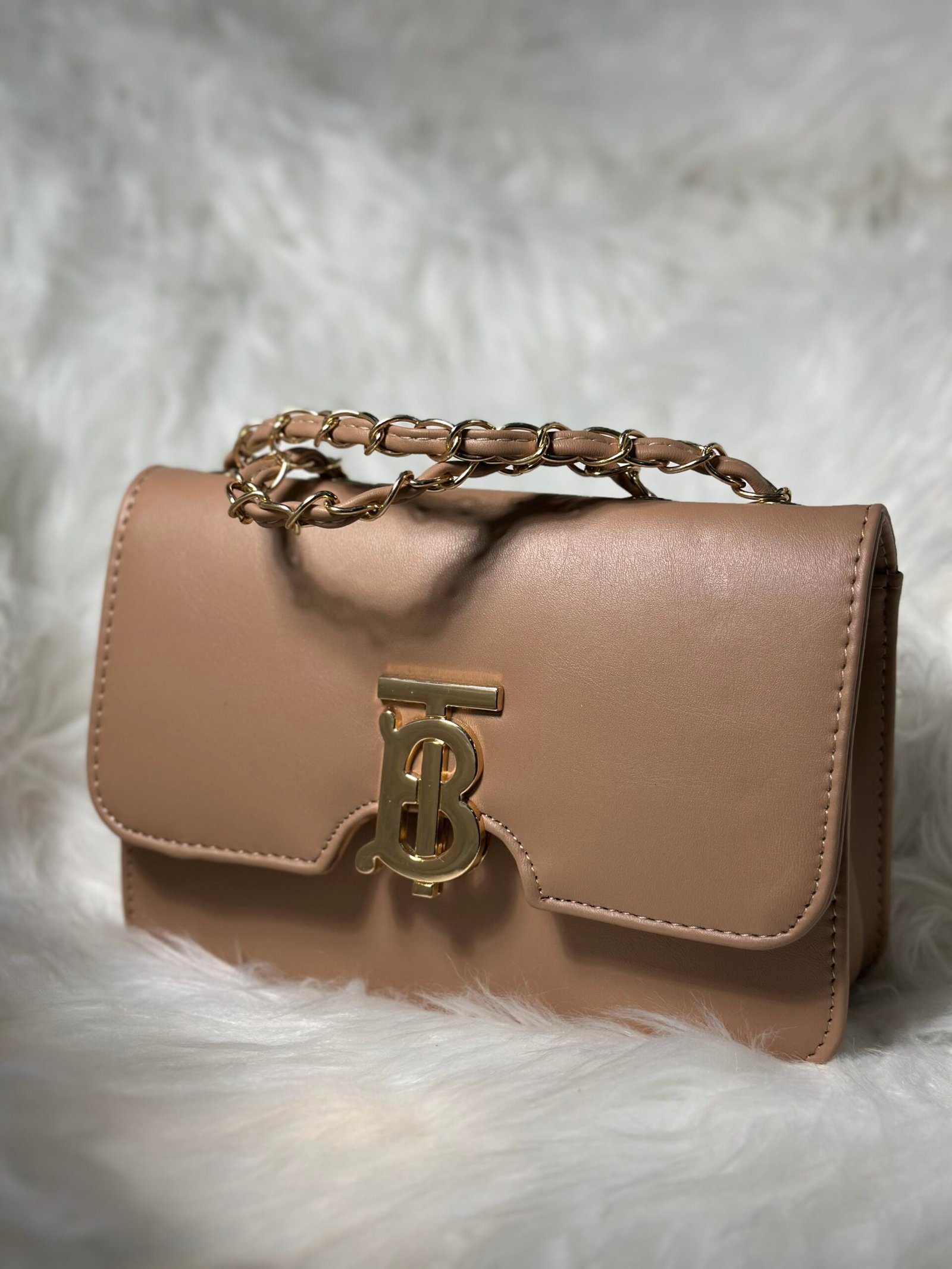 Burberry Brown Strap Chain Hand Purse
