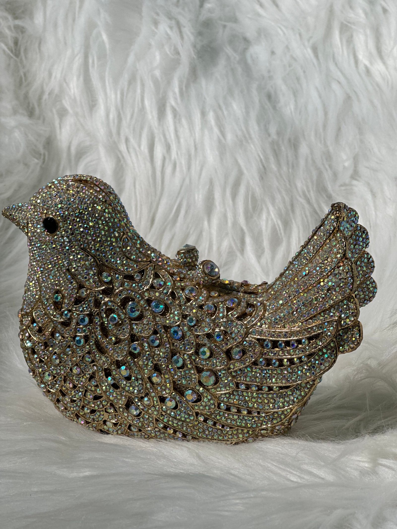 Duck Style Silver Embedded Clutch Purse