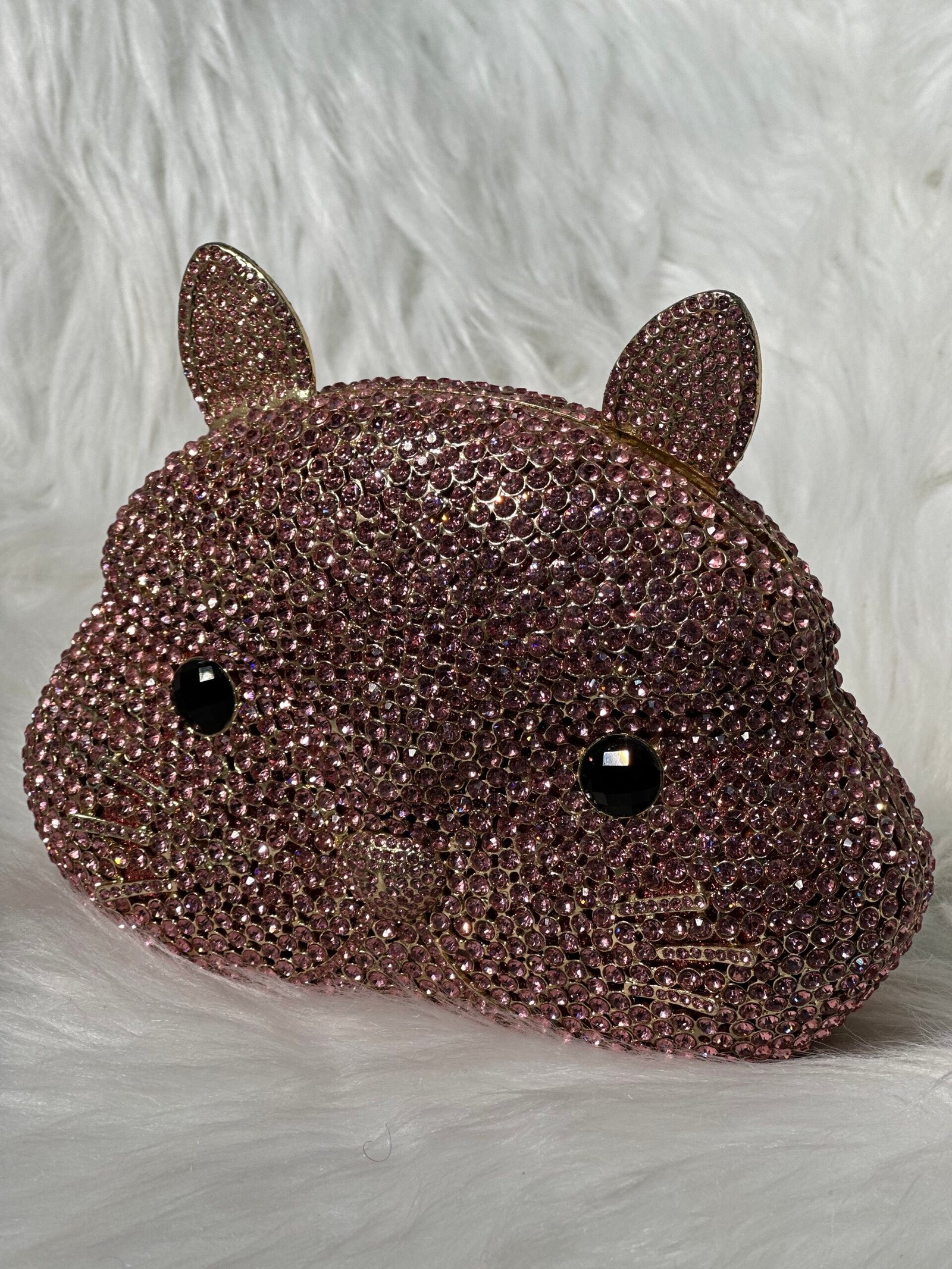 Cat Style Silver Embedded Clutch Purse