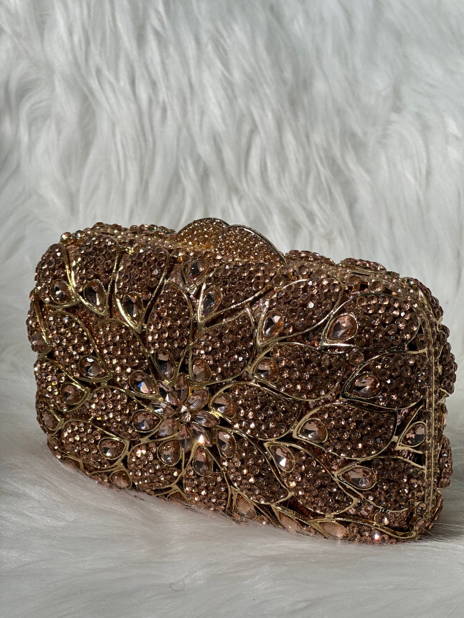 Rose Dotted Silver Embedded Clutch Purse