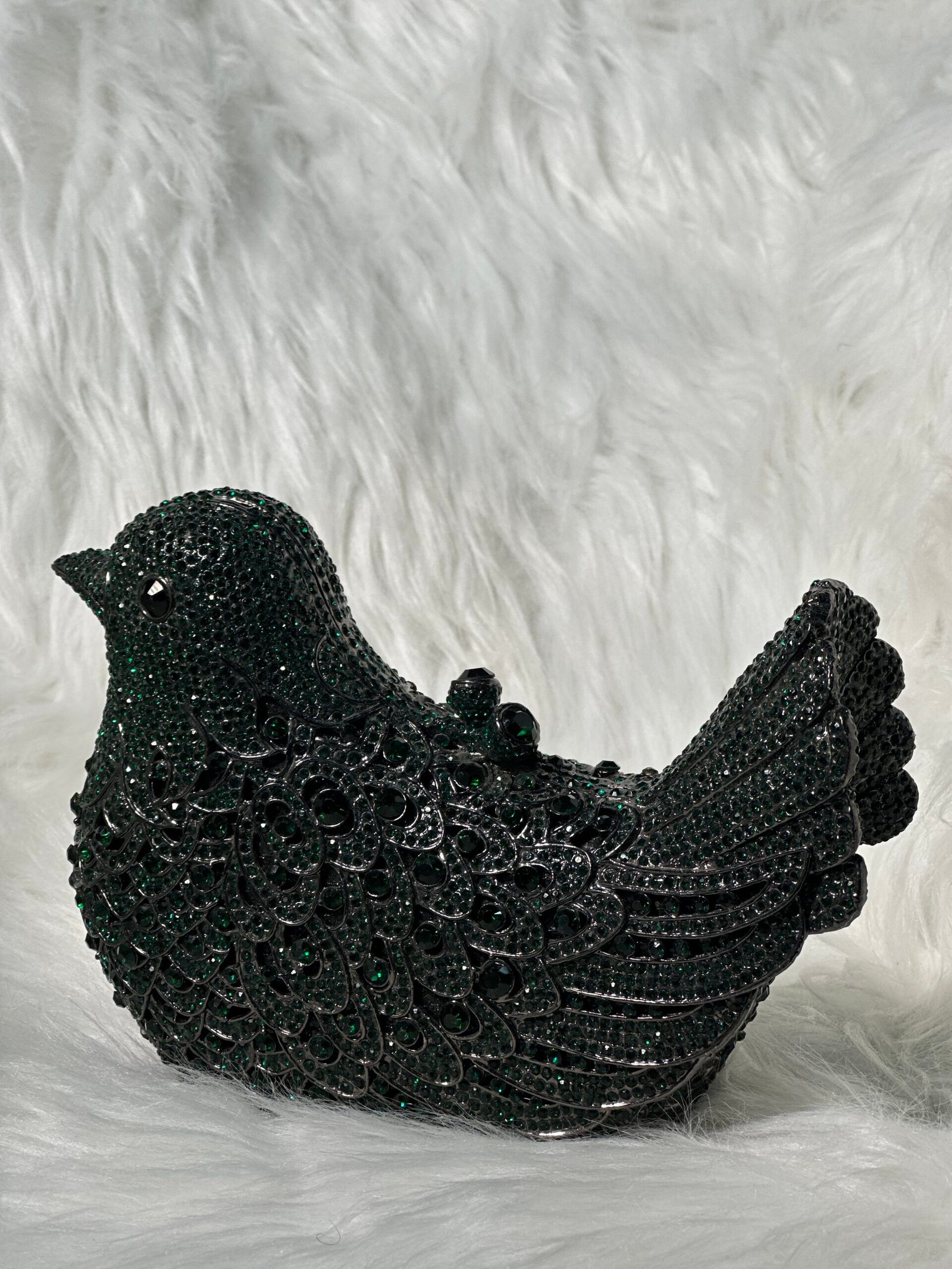 Green Duck-Style Silver Embedded Clutch Purse