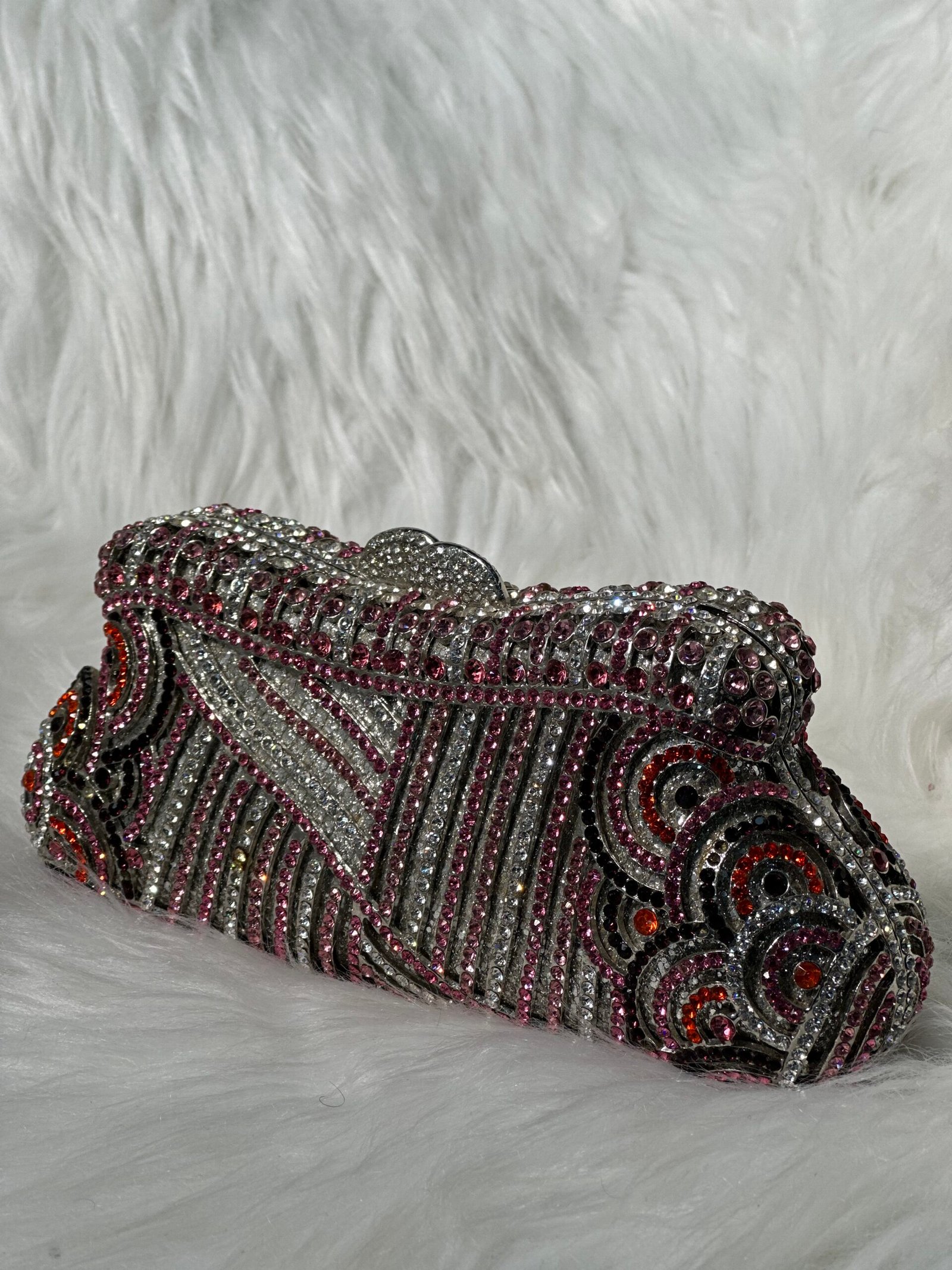 Pink Clutch Purse with Silver Accents