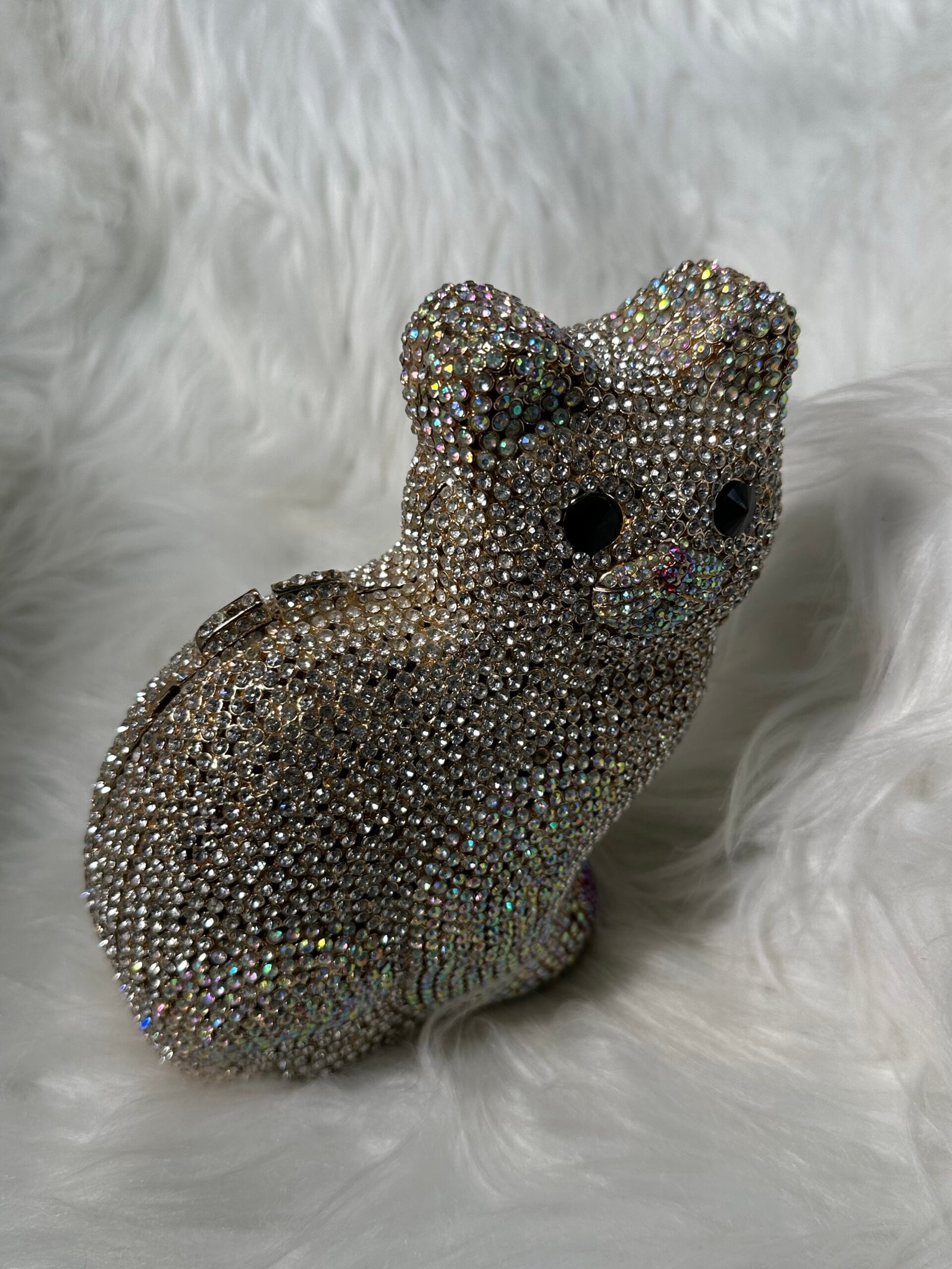 Cat Style Silver Embedded Clutch Purse