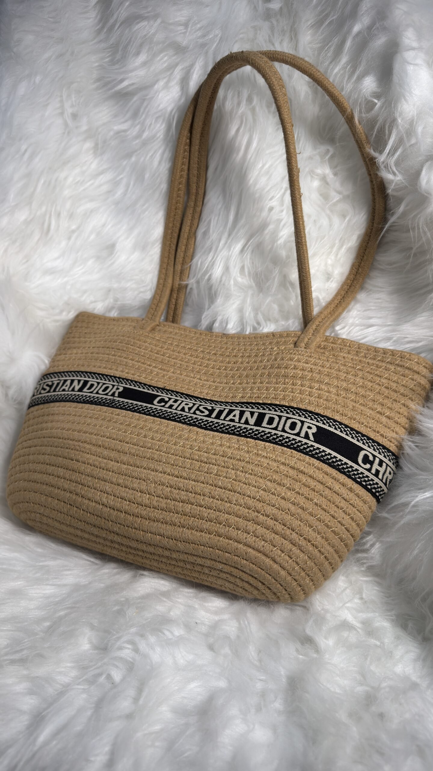 Luxury Weaven Brown Christian Dior Bag