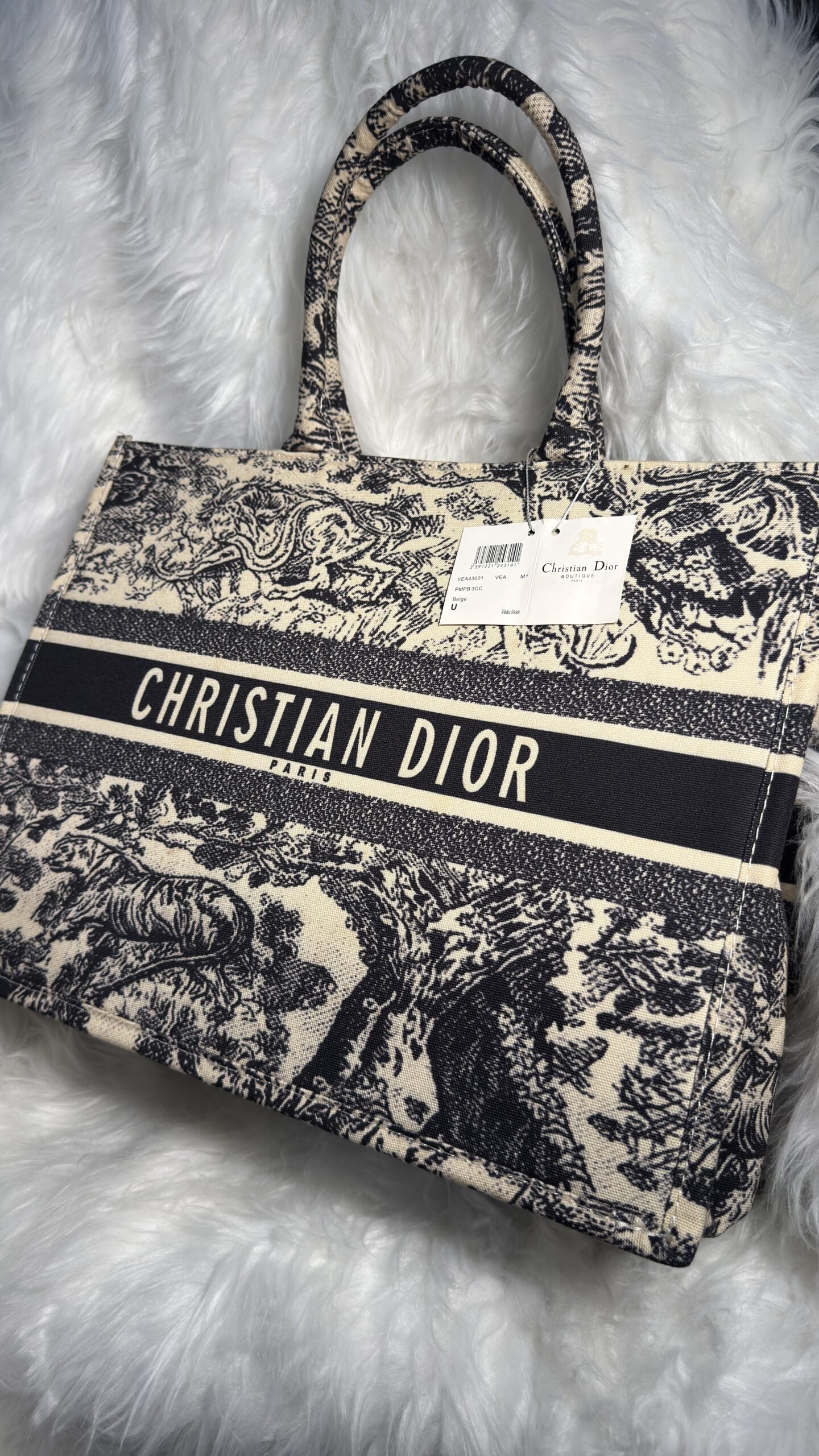 Luxury Navy Blue and Cream Christian Dior Bag