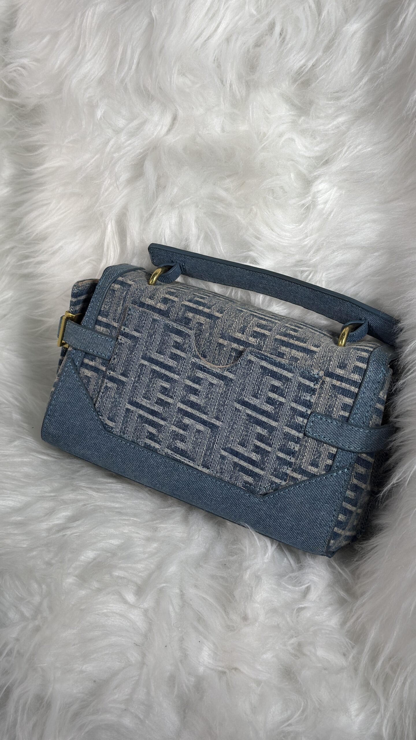 Blue Jean Handbag with Silver Straps