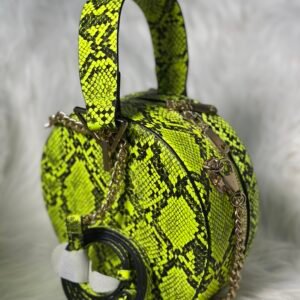 Green Snake Skin Round Bag