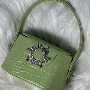 Green Handbag with Silver Strap
