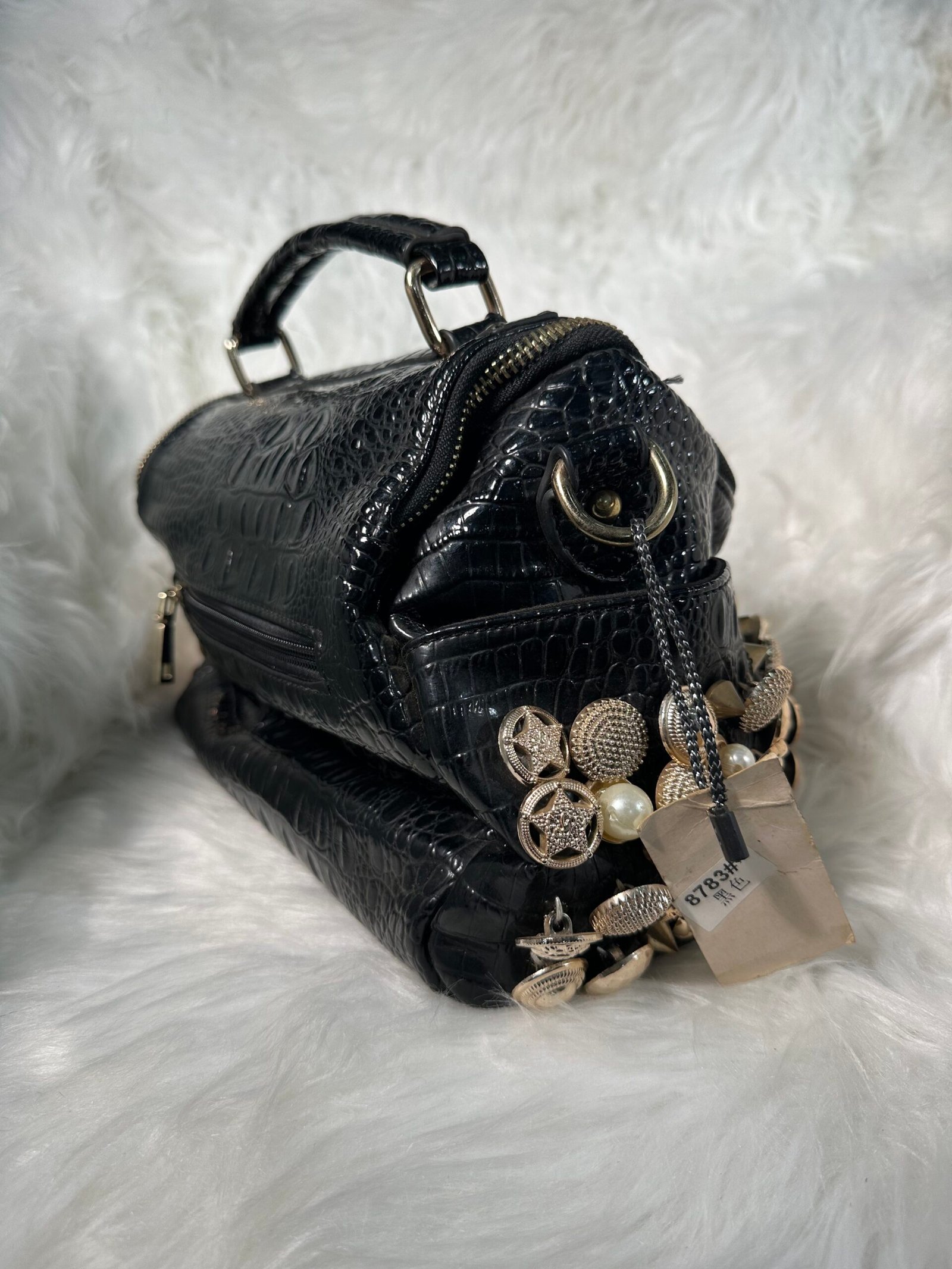 Stylish Black Multi-Color Dotted Bag