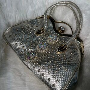 Diamond-Designed Silver Bag