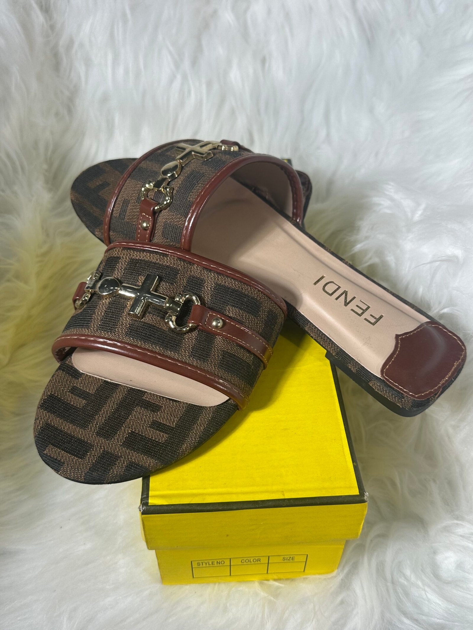 Fendi Brown Stylish Female Slide