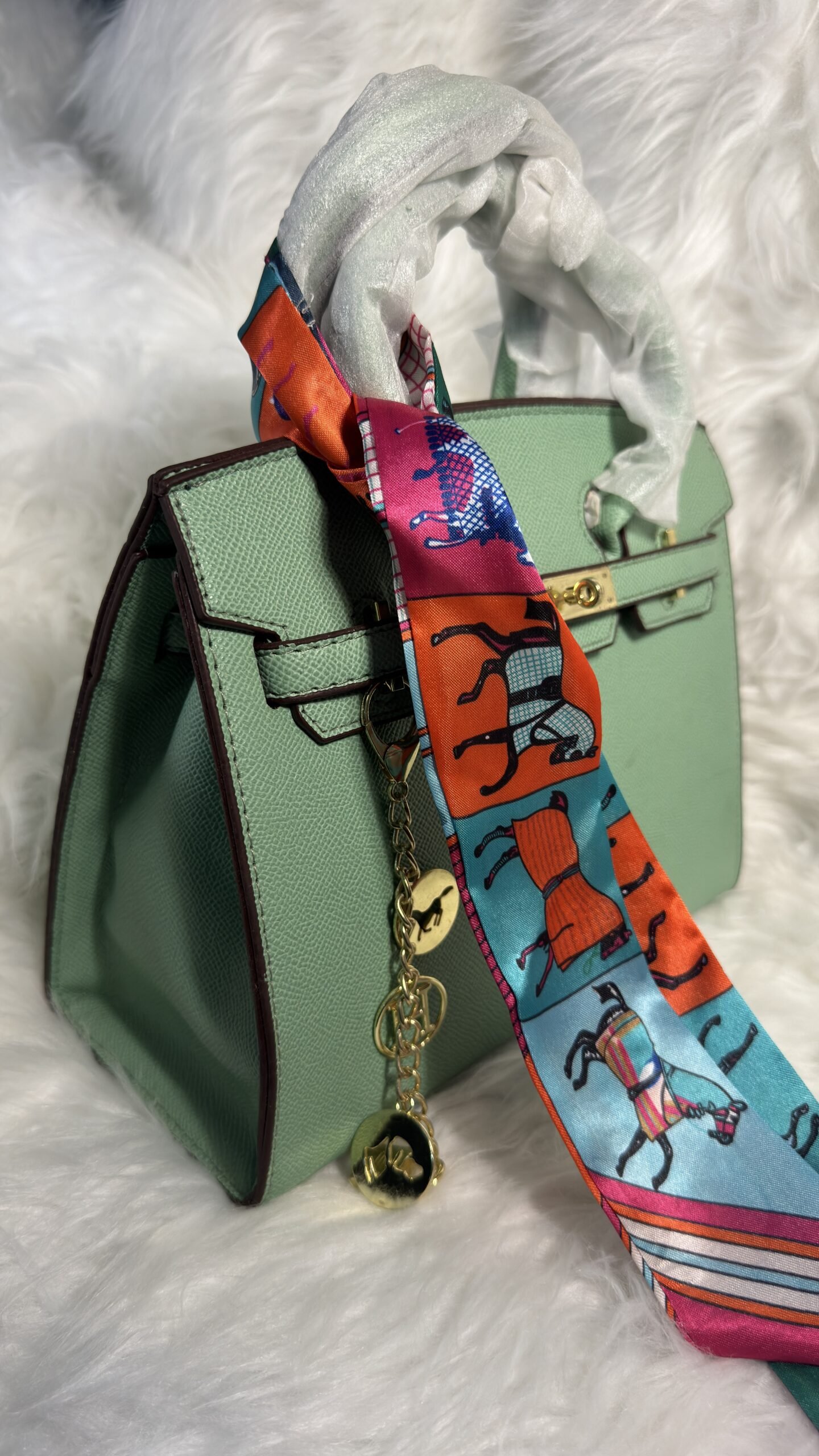 Hermes Deep Mint Leather Bag