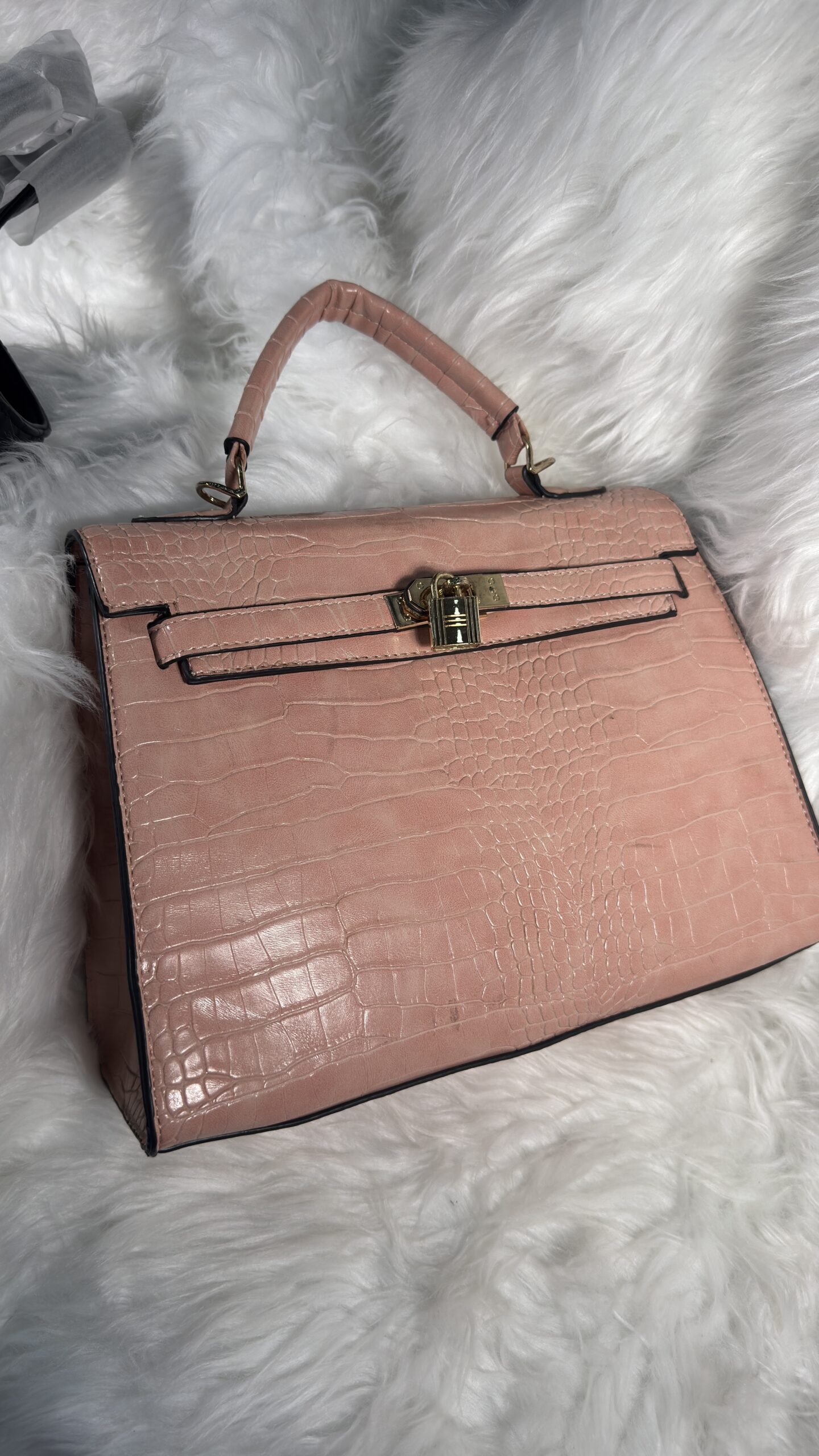 Hermes Pink Leather Bag with Bronze Lock