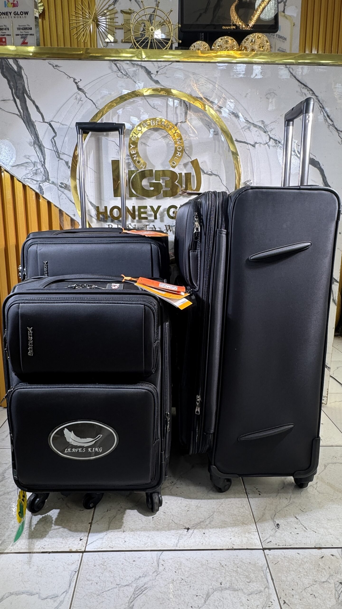 3 Set Portable Black Traveling Bag